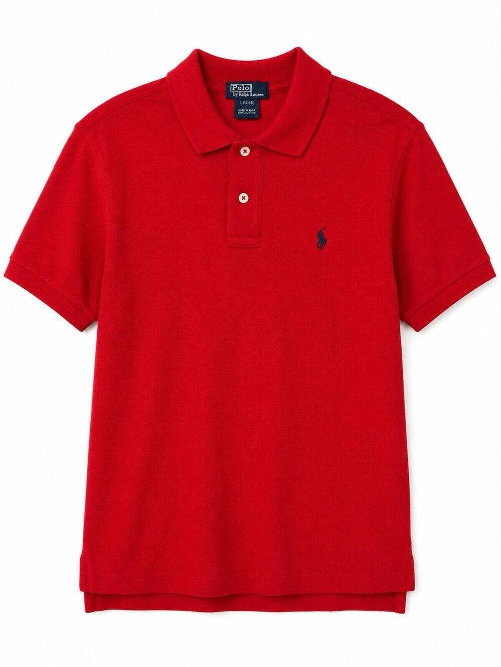 Polo Ralph Lauren Youth L 14-16 Red Pique Cotton Polo Shirt Pony Logo Preppy